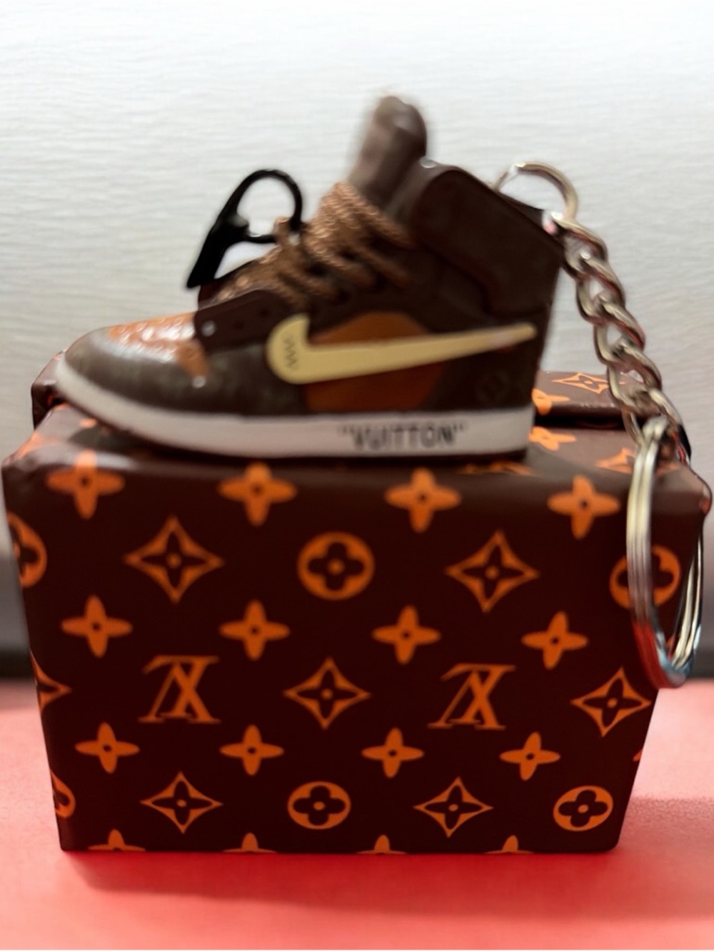 Fashion Jewelry Brown Mini Backpack Key Charm with Monogram Print - Picture 3 of 11
